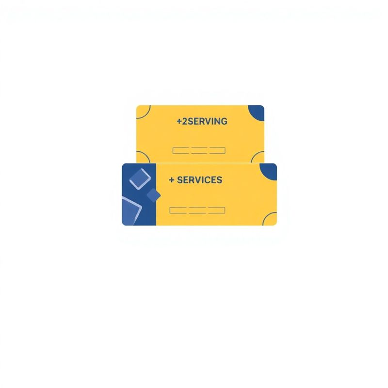Ilustración de tres tarjetas de servicio en tonos índigo sobre fondo claro