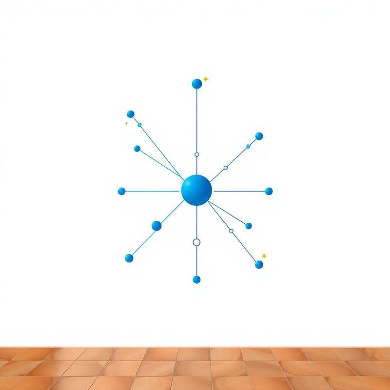 Ilustración abstracta de un nodo de comunicación en tonos índigo